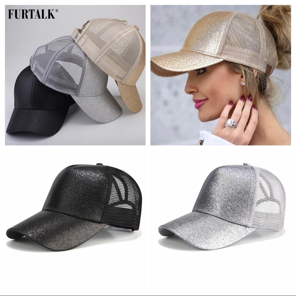 Glitter Messy Ponytail Baseball Cap